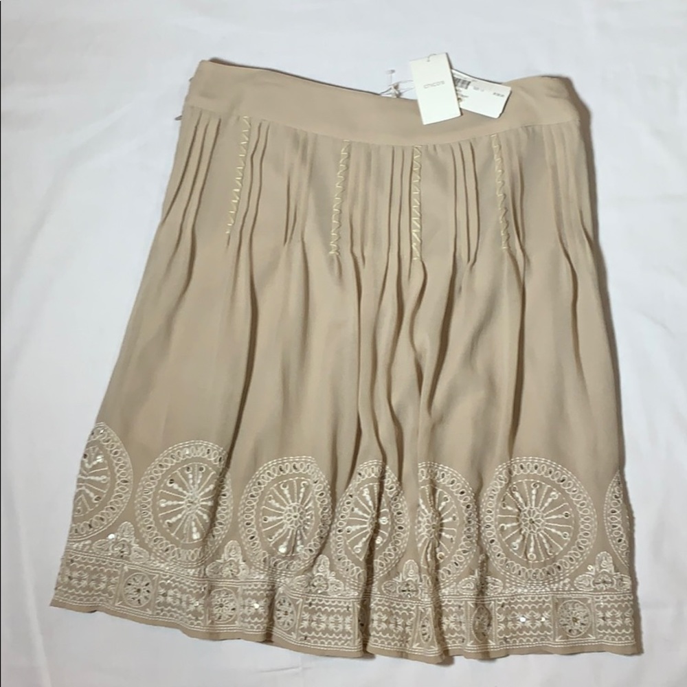 Chico’s Sequin Fancy Embroidered Pleated Skirt NWT
